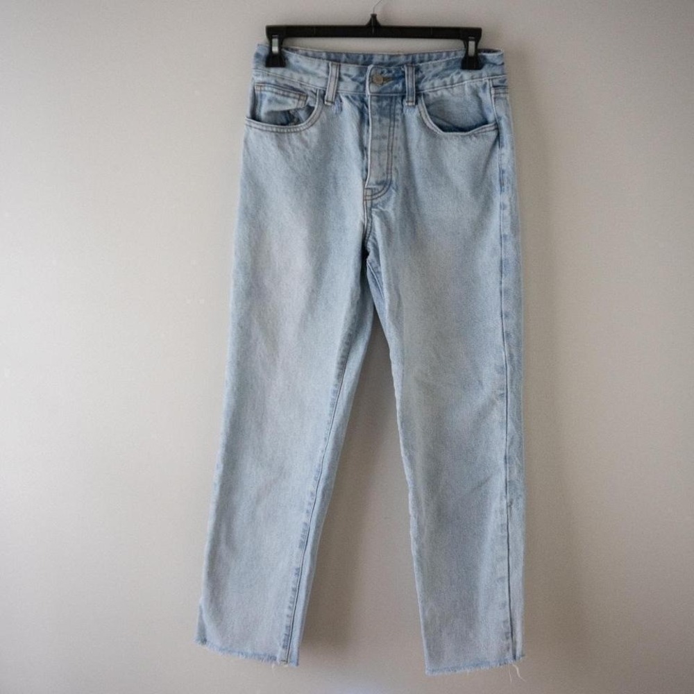 John Galt Jeans Size Medium Raw Hem Button Close Light Wash